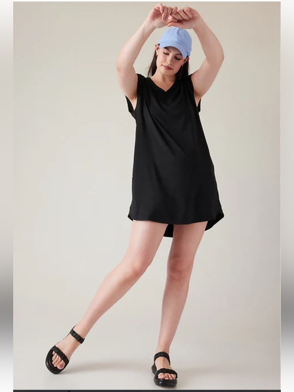 ATHLETA Pacifica Dress with Pockets Cap Sleeve Black Size XS
